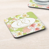 Monogram Birthday Elegant Tropical Getränkeuntersetzer (Linke Seite)