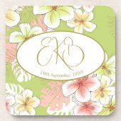 Monogram Birthday Elegant Tropical Getränkeuntersetzer (Vorderseite)