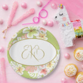 Monogram Birthday Elegant Tropical Pappteller (Party)