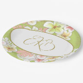Monogram Birthday Elegant Tropical Pappteller (Schrägansicht)