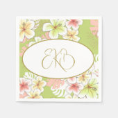 Monogram Birthday Elegant Tropical Serviette (Vorderseite)