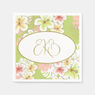 Monogram Birthday Elegant Tropical Serviette