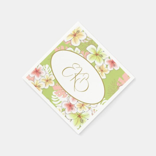 Monogram Birthday Elegant Tropical Serviette (Ecke)