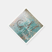 Monogram Birthday Gold Stars auf Aquamarinen Napki Serviette (Ecke)