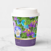 Monogram Birthday Pansy Violet Blume Wasserfarbe Pappbecher (Links)