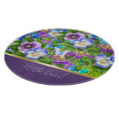 Monogram Birthday Pansy Violet Blume Wasserfarbe Schneidebrett (Ecke)