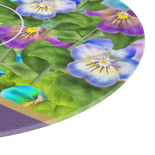 Monogram Birthday Pansy Violet Blume Wasserfarbe Schneidebrett (Ecke)
