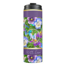 Monogram Birthday Pansy Violet Blume Wasserfarbe