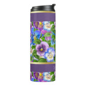 Monogram Birthday Pansy Violet Blume Wasserfarbe Thermosbecher (Nach links gedreht)