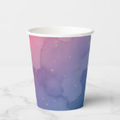 Monogram Birthday Paper Cup Pink Watercolor Ombre Pappbecher (Rückseite)