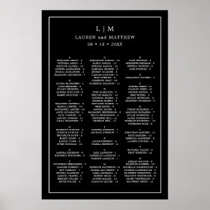 Monogram Black Alphabetical Wedding Seating Chart Poster