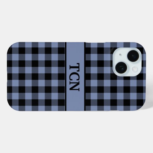 Monogram Black and Blue Kariert, Buffalo Kariert Case-Mate iPhone Hülle (Rückseite (Horizontal))