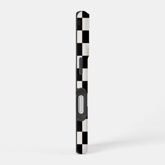Monogram Black and Creme Checkered Pattern iPhone 16 Hülle (Rechte Seite)