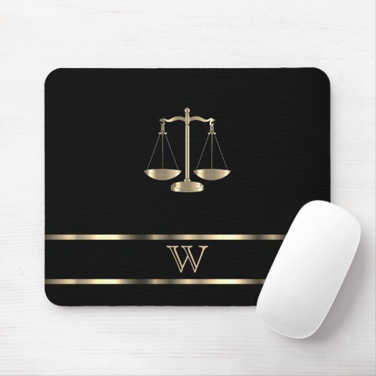 Monogram Black and Gold - Anwältin Mousepad (Mit Mouse)