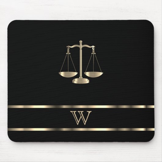 Monogram Black and Gold - Anwältin Mousepad (Vorne)
