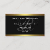 Monogram Black and Gold Business Cards Visitenkarte (Rückseite)