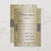 Monogram Black and Gold Floral Swirl Wedding Einladung (Vorne/Hinten)