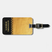 Monogram Black and Gold Luxury Design Gepäckanhänger (Vorderseite horizontal)