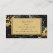 Monogram Black and Gold Marble Visitenkarte (Rückseite)