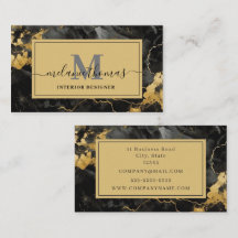 Monogram Black and Gold Marble
