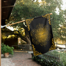 Monogram Black and Gold mit dekorativen Elementen