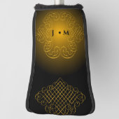 Monogram Black and Gold mit dekorativen Elementen Golf Headcover (Rotieren 90)