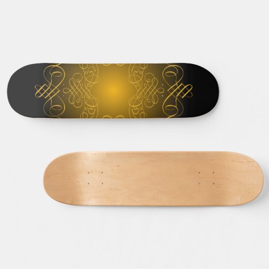 Monogram Black and Gold mit dekorativen Elementen Skateboard (Horizontal)