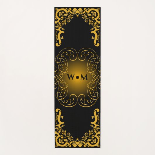 Monogram Black and Gold mit dekorativen Elementen Yogamatte (Vorderseite)