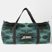Monogram Black and Gold Pattern on Blue | Duffle Bag (Vorderseite)