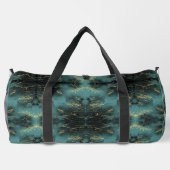Monogram Black and Gold Pattern on Blue | Duffle Bag (Rückseite)