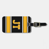 Monogram Black and Gold Sports Strips Gepäckanhänger (Vorderseite horizontal)