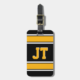 Monogram Black and Gold Sports Strips Gepäckanhänger