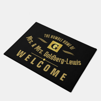 Monogram Black and Gold Welcome Fußmatte