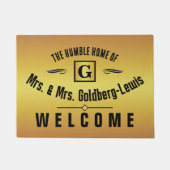 Monogram Black and Gold Welcome Fußmatte (Vorderseite)