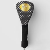 Monogram Black and Gold white polka Punkte auf sch Golf Headcover (Vorderseite)