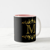 Monogram Black and Gold Zwei-Tone-Kaffee-Tasse Zweifarbige Tasse (VorderseiteRechts)
