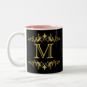 Monogram Black and Gold Zwei-Tone-Kaffee-Tasse Zweifarbige Tasse