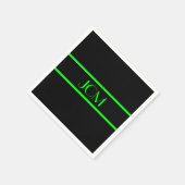 Monogram Black and Lime Green Strip Serviette (Ecke)