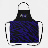 Monogram Black and Navy Blue Zebra Stripes Schürze (Vorderseite)