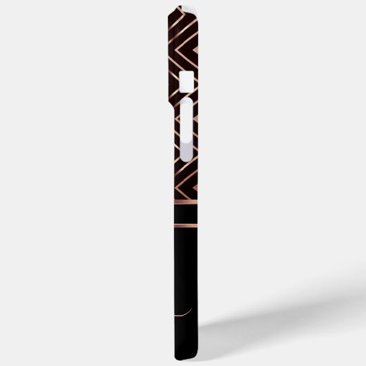 Monogram Black and Rose Gold Diamond Muster Case-Mate iPhone Hülle (Rückseite / Links)