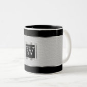 Monogram Black and Silver and Imitat Leather Zweifarbige Tasse (VorderseiteRechts)