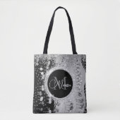 Monogram Black and Silver Glitzer Coins Tasche (Vorderseite)