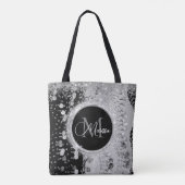 Monogram Black and Silver Glitzer Coins Tasche (Rückseite)