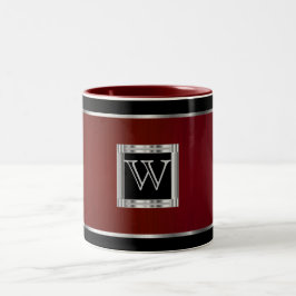 Monogram Black and Silver on Brush Maroon Zweifarbige Tasse