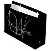 Monogram Black and Silver Wedding Große Geschenktüte (Vorderseite Schrägansicht)