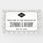 Monogram Black and White Art Deco Wedding Banner (Horizontal)