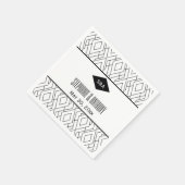 Monogram Black and White Art Deco Wedding Serviette (Ecke)