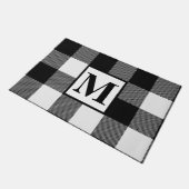 Monogram Black and White Buffalo Karierte Weihnach Fußmatte (Schrägansicht)