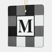 Monogram Black and White Buffalo Karierte Weihnach Keramikornament (Links)