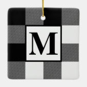 Monogram Black and White Buffalo Karierte Weihnach Keramikornament (Rückseite)